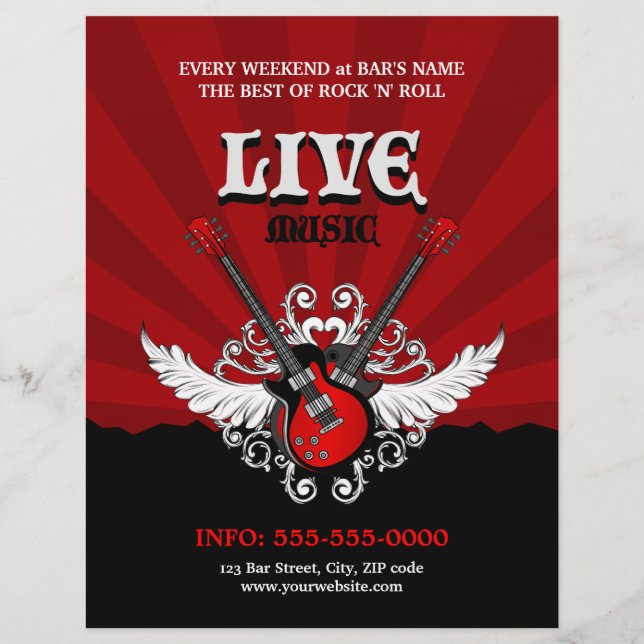Live Rock Music Concert / Folheto de festas (Frente)