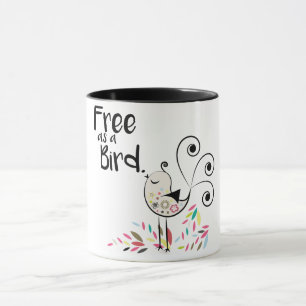 Livre bonito como uma caneca de café do pássaro