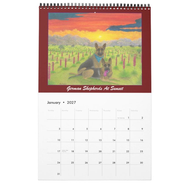 Livro 2013 do calendário dos dias (Jan 2027)