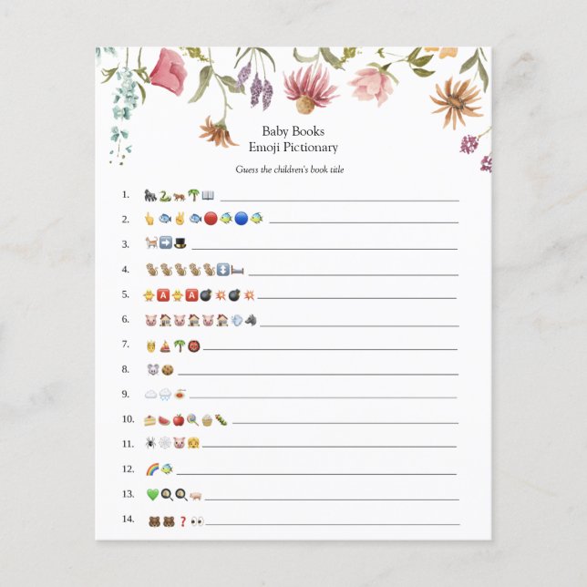 Livro de Bebês de Flor Selvagem Emoji Jogo (Frente)