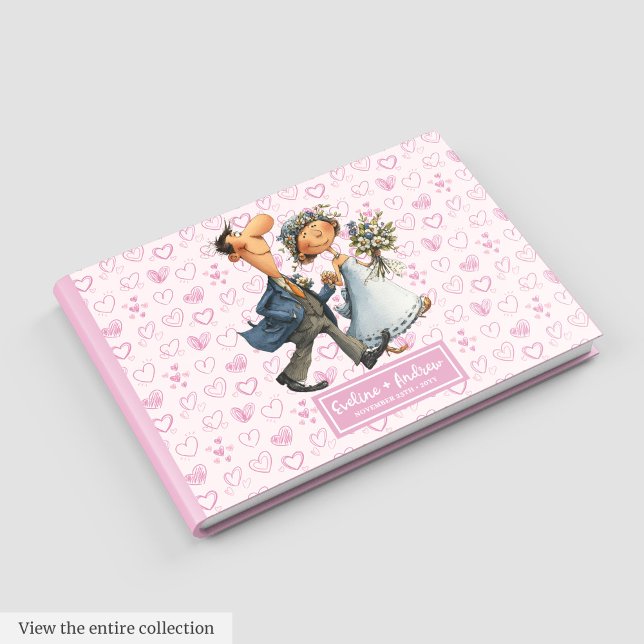 Livro de Casal de Casamento de Cartoon Moderno (Modern Cartoon Wedding Couple Guest book)
