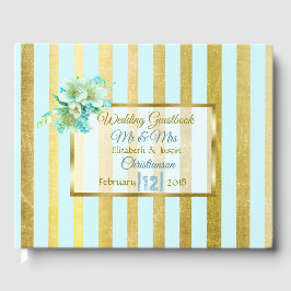 Livro de Casamentos Elegantes, de Dourado e Azul