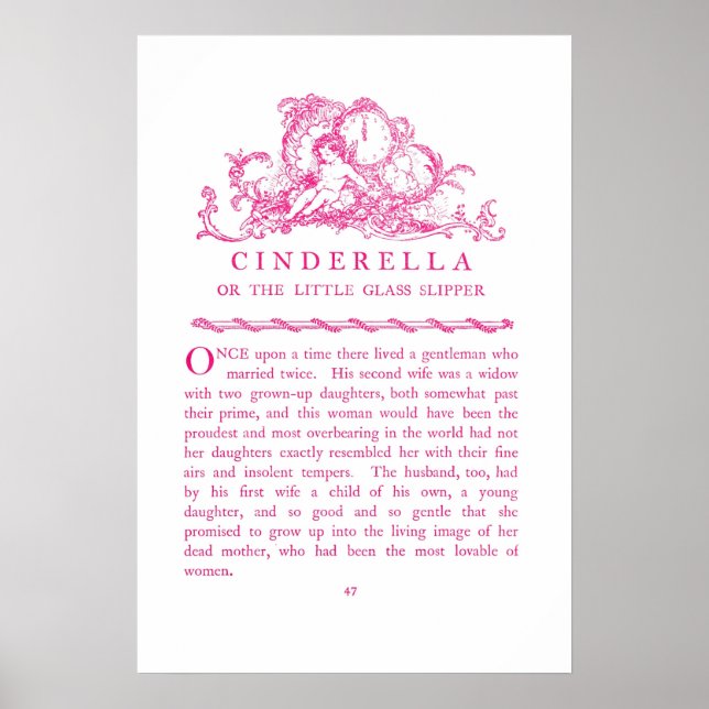 Livro de Contos de Fadas Cinderela Poster Rosa (Frente)