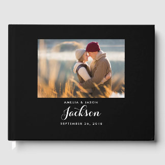 Livro de Convidado de Casamento Fotográfico, Preto