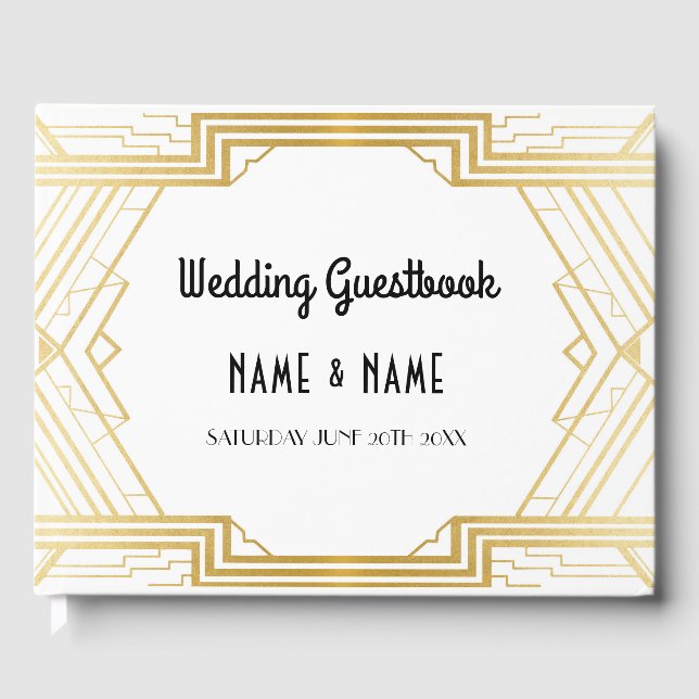 Livro de Convidado do Casamento Gatsby Art Deco 19 (Frente)