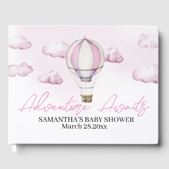 Livro de Convidado do Chá de fraldas de Ar Quente  (Frente)