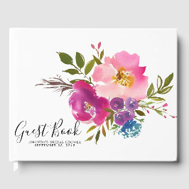 Livro de Convidado do Chá de panela Floral Rosa e 