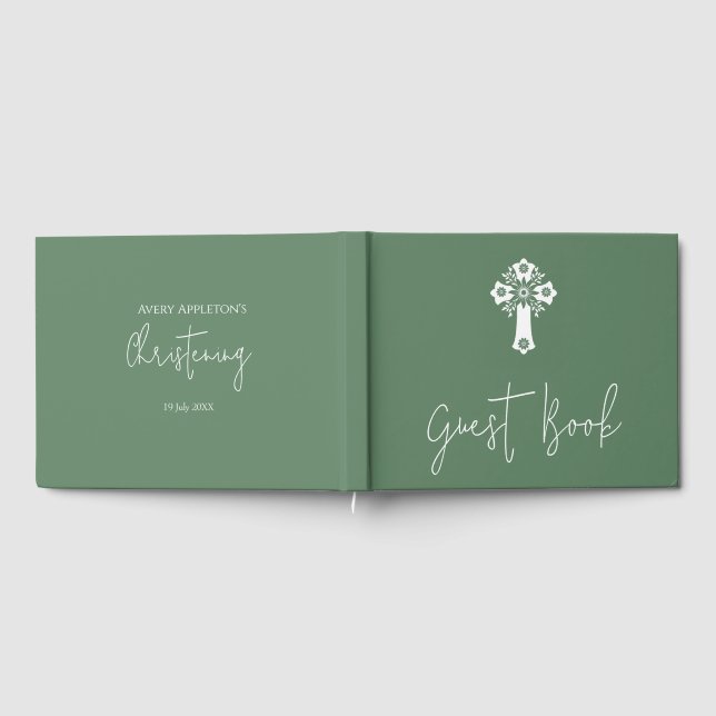 Livro de Convidado Floral Cross Christening Fern G (Completo)