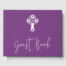 Livro de Convidado Floral Cross Christening Sweet