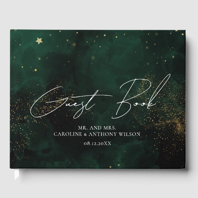 Livro de Convidado Magia de Cor Negra Verde Modern (Frente)