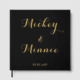 Livro de Convidados Clássico Preto 12"x12" com Tex