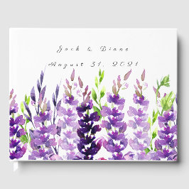 Livro de Convidados da Lavanda de Aquarela Roxo