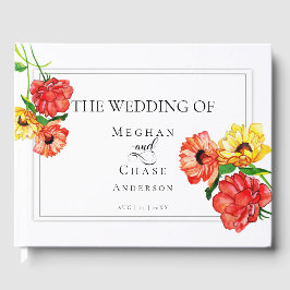 Livro de Convidados de Casamento | Amarelo Floral 