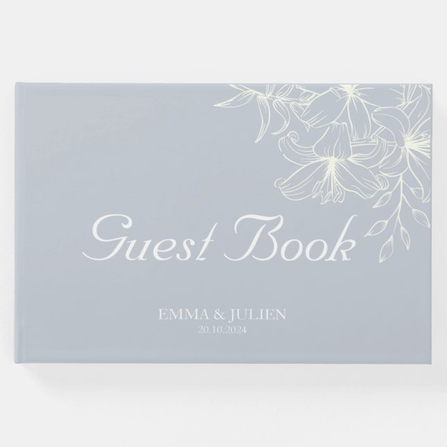 Livro de Convidados de Casamento Azul Dusty (Frente)