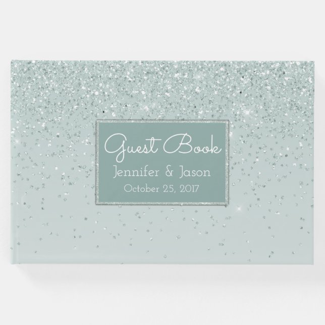 Livro de Convidados de Casamento da Glittery Verde (Frente)