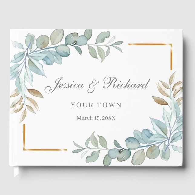 Livro de Convidados de Casamento de Aquarela (Frente)