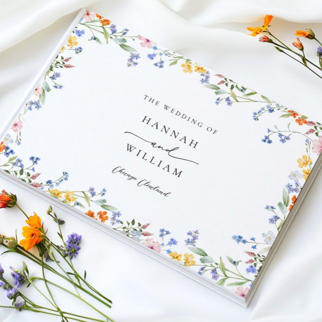 Livro de Convidados de Casamento de Flores Selvage (Criador carregado)