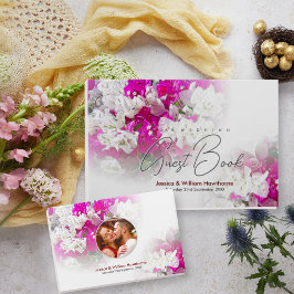 Livro de Convidados de Casamento Floral Cor-de-Ros