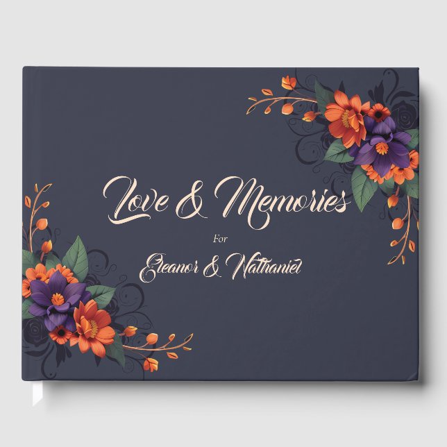 Livro de Convidados de Casamento Floral Elegante (Frente)