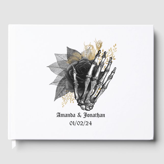 Livro de Convidados de Casamento Gótico Floral Pre (Frente)