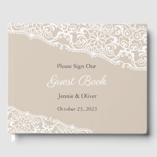 Livro de Convidados de Casamento, Guestbook, Lace,