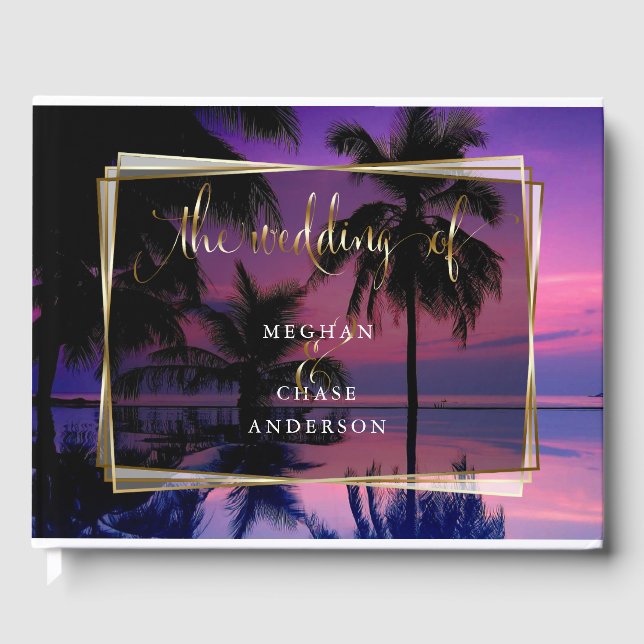Livro de Convidados de Casamento | Praia Tropical  (Frente)