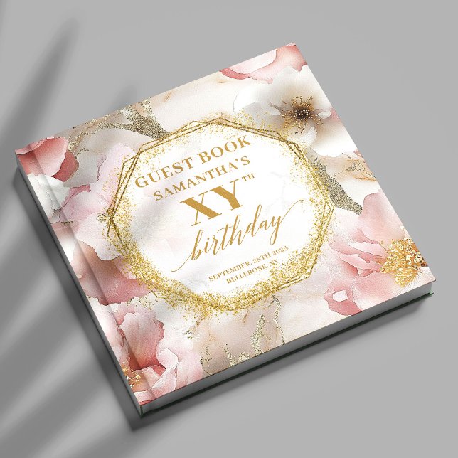 Livro de Convidados de Noite de Iniversário, Rosa- (Sophisticated Dusty Pink Ivory Birthday Guest Book

)
