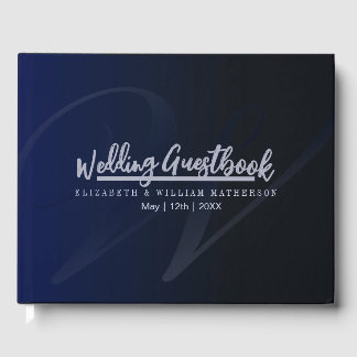 Livro de convidados do casamento azul minimalista