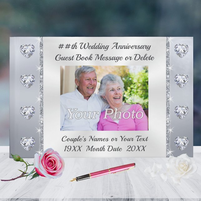 Livro de Convidados do Casamento de Diamante (60th Wedding Anniversary Guestbook. Diamond Anniversary Party Supplies. 60th Anniversary Celebration)