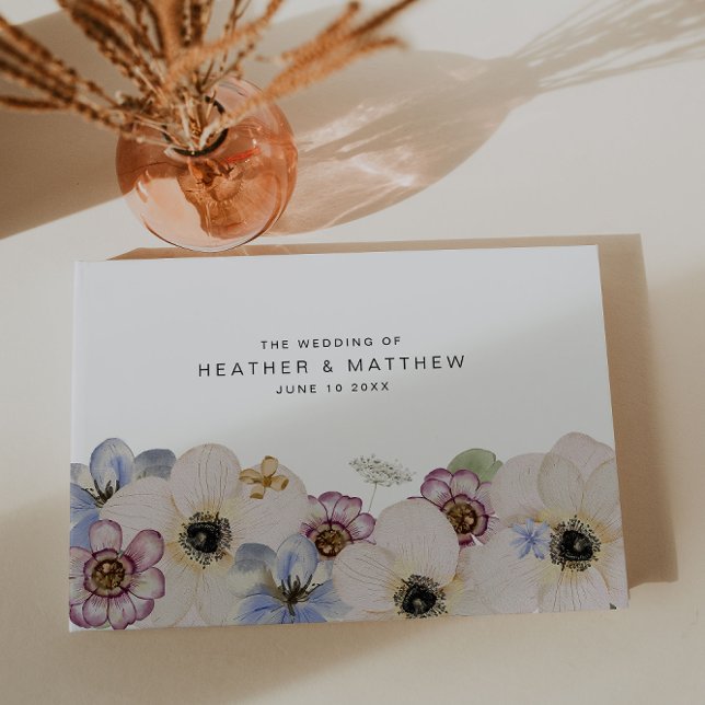 Livro de Convidados do Casamento Moderno (Modern Floral Wedding Guest Book by Painted Paperie
)