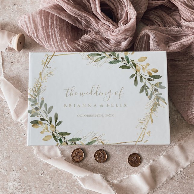 Livro de Convidados do Casamento outono Verde Dour (Criador carregado)