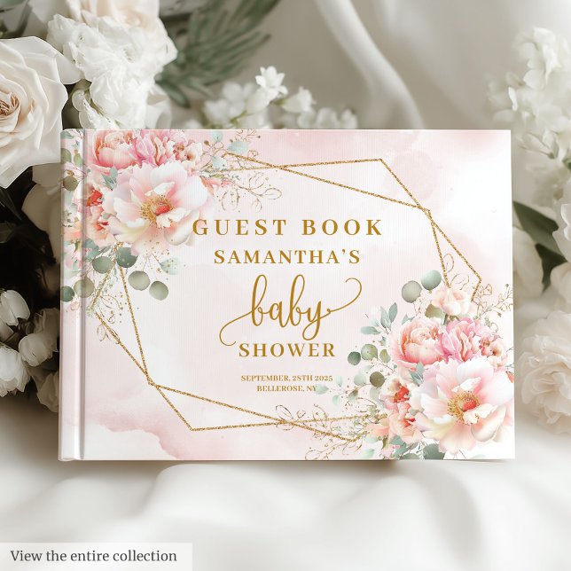 Livro de convidados do chá de fraldas de sábio ros (Sweet blush pink sage baby shower guest book)