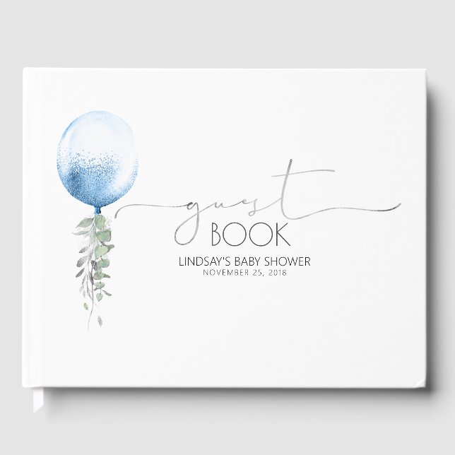 Livro de convidados do Chá de fraldas Garland Blue (Frente)