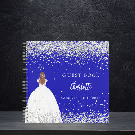Livro de convidados Doce 16 vestido azul real bril