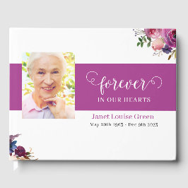 Livro de Convidados Funerários com Flores de Aquar