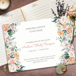 Livro de Convidados Funerários | Rosas de Aquarela