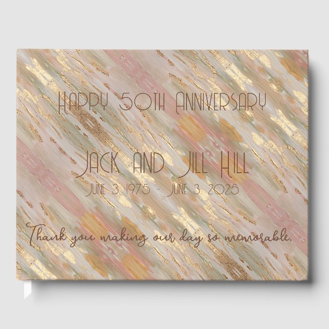 Livro de Convidados Personalizado Dourado e Rosa P (Frente)