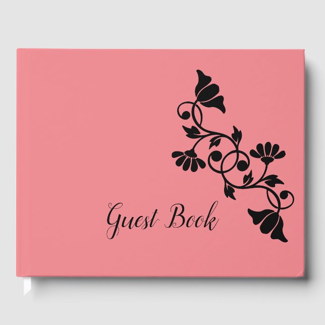 Livro de Convidados Simples de Salmão Floral (Frente)