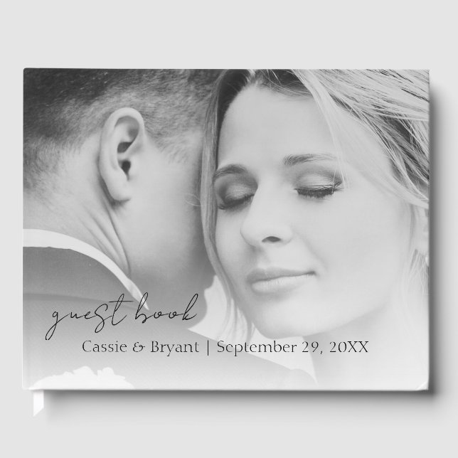 Livro de Convidados sobre Casamento Negro e Branco (Frente)