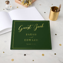 Livro de Guestaria do Casamento Verde Escuro Doura
