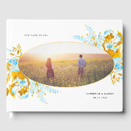 livro de hóspedes florais de cerimônias de ouro lu