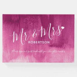 Livro de hóspedes personalizado de abstrato cor-de