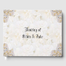 Livro de hóspedes rosas brancas românticas