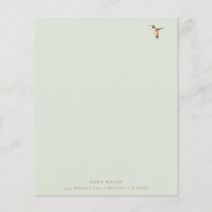 Livro de Papel de Carta de Hummingbird Verde Perso