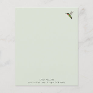 Livro de papelaria do Hummingbird Verde Personaliz