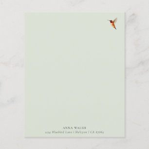 Livro de papelaria do Hummingbird Verde Personaliz