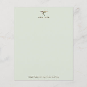 Livro de papelaria do Hummingbird Verde Personaliz