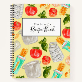 Livro de receitas de ilustração de aquarela amarel