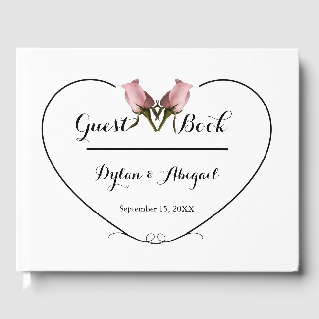 Livro de Registro de Casamento com 2 Rosas Rosas e (Frente)