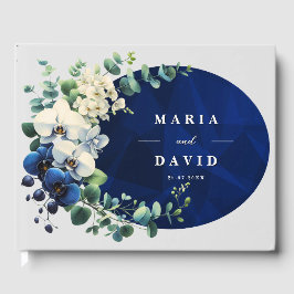 Livro de Registro de Casamento Floral Azul Marinho
